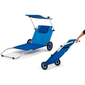 3kraft Plážové / zahradní lehátko s kolečky MAUI Ride - modré