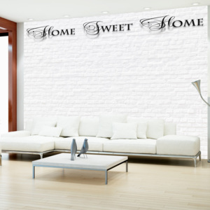 Bimago Fototapeta cihla - Home, sweet home - white wall 200x140 cm