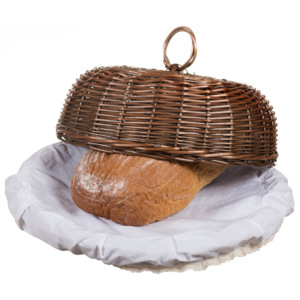 Chlebník proutěný provence kulatý s látkou Mochila V