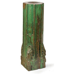 SB Orient Svícen, antik sloup, teak, zelený, 16x16x55cm