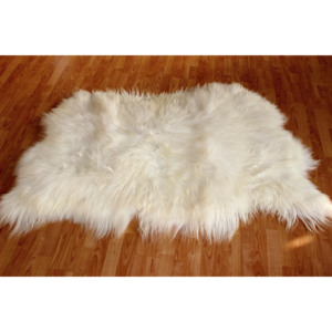 Kožený koberec - ovčí kůže - dlouhý chlup - bílý - 3K