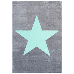 LIVONE Dětský koberec STAR stříbrnošedý/ mátový 120x180 cm