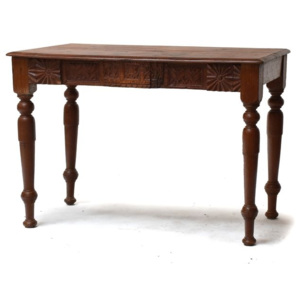 SB Orient Psací stůl z antik teakového dřeva zdobený řezbami, 107x53x73cm