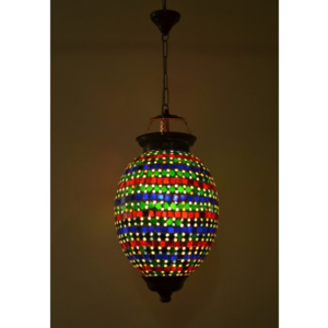 SB Orient Skleněná oválná mozaiková lampa, červeno-zeleno-modrá, ruční práce, 25x40cm