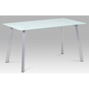 Jídelní stůl 140x80 cm, sklo mléčné / nohy lak šedý GDT-104 WT Autronic