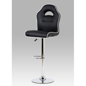 Barová židle v kombinaci černá ekokůže a chrom AUB-606 BK