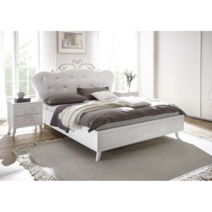 Manželská postel Nivea-P rám bílý mat, čelo imitace kůže bílá