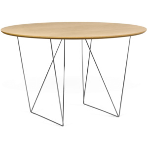 Jídelní stůl Matos 120 cm, chromovaná podnož, dub
