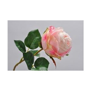 Umělá květina Silk-ka Růže bílá/růžová 46cm