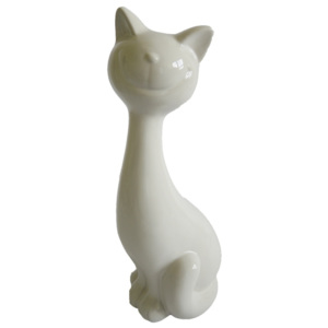 Kočka Stardeco bílá keramika 19,5cm