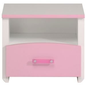 Růžovobílý noční stolek se zásuvkou Parisot Amabelle
