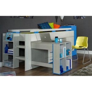 Harmonia Vyvýšená postel s psacím stolem Adéla - modrá 90x200 cm