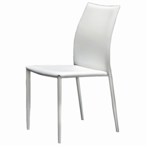 Kožená jídelní židle Maxim-CU regenerovaná kůže bílá