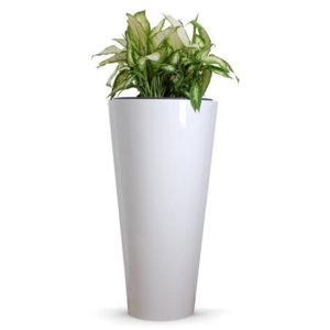 Květináč RONDO CLASSICO 80, sklolaminát, výška 80 cm, bílý lesk