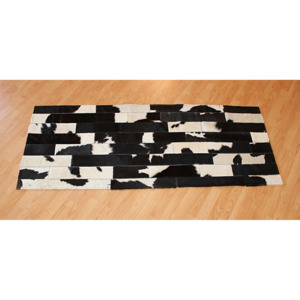 Kožený koberec Vejby black and wite běhoun