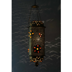 SB Orient Mosazná tepaná lampa v orientálním stylu s barevnými kameny, ruční práce, 20x50