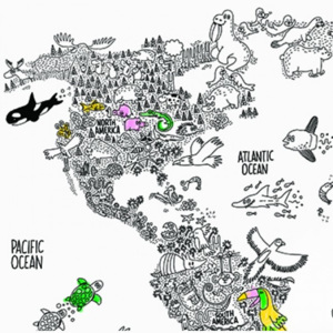 Chispum Dokreslovací nálepka - Mapa světa se zvířaty