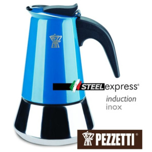 Pezzetti STEELEXPRESS nerez moka konvice, 2 šálky, Modrá 100 ml