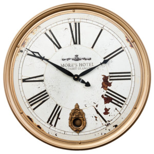 Clayre & Eef - hodiny s kyvadlem Mores Hotel 46 cm (Nepřehlédnutelné nástěnné hodiny s kyvadlem. Krásný základ k vytvoření Vašeho vysněného útulného i