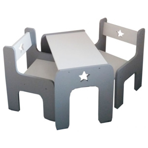 NELLYS Sada nábytku Star - Stůl +2 x židle - šedá s bílou