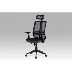 Kancelářská židle, houpací mech., černá MESH, plast. kříž KA-Y177 BK Autronic