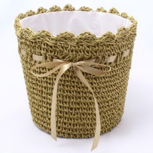 Khaki zelený pletený obal na květináč Dakls, ⌀ 24 cm
