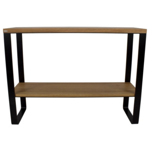 Černý konzolový stolek s deskou z dubového dřeva take me HOME Linea, 100 x 30 cm