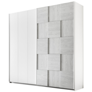 Šatní skříň s posuvnými dveřmi Enjoy-Dama-243 bílý mat, šedá