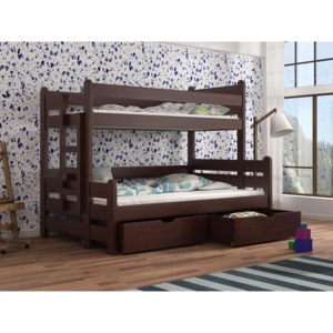 Dětská patrová postel 90 cm Bivi (ořech)
