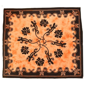 Mobler Přehoz na postel, ještěrky ,oranžová batika, 205x225cm