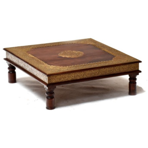SB Orient Čajový stolek z palisandru, mosazné kování, ruční práce, 60x60x20cm