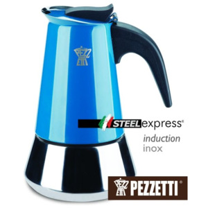 Pezzetti STEELEXPRESS nerez moka kovice, 4 šálky, 200 ml., Modrá