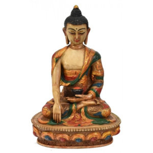 Mobler Soška Šákjamuni Buddha, natural, ručně malovaný, 19,5cm