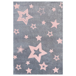 LIVONE Dětský koberec STARLIGHT stříbrná-šedá/růžová 100x160 cm