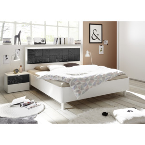 Manželská postel Xaos-P1-180 bílý mat v kombinaci s dekorem šedým