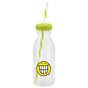 Láhev Zak Designs Smiley Emoticon s brčkem zelená 550 ml
