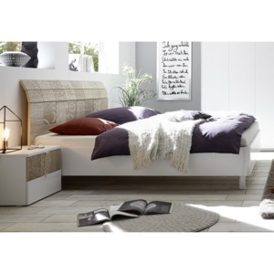Manželská postel Xaos-P2-180 bílý mat v kombinaci s dekorem béžovým