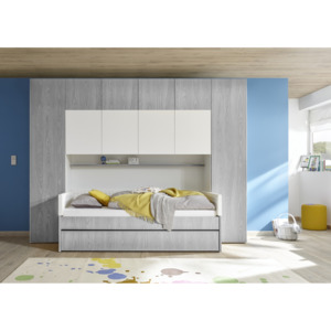 Kompletní sestava pro dětský pokoj s postelí 120x200 Enjoy-Ponte-stena dub šedý a bílý mat