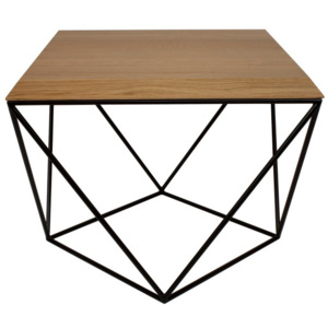 Černý konferenční stolek s deskou z dubového dřeva take me HOME Tulip, 53 x 53 cm