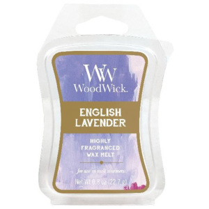 WoodWick vonný vosk Anglická levandule 23g (English Lavender. Svěží levandule s uklidňující směsí eukalyptu a bylin.)