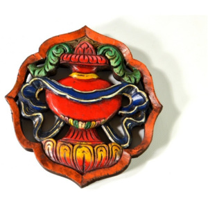SB Orient Astamangal symbol, váza, malované vyřezávané dřevo, 20cm