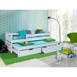 Harmonia Dětská postel s přistýlkou Praktik - bílá 190 x 87 x 80cm