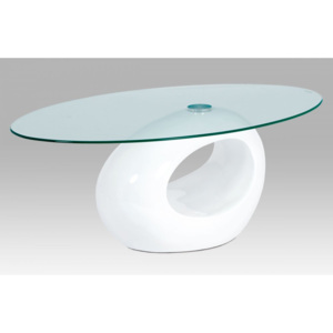 Konferenční stolek 110 x 70 cm, bílý lesk/sklo AHG-032 WT Autronic