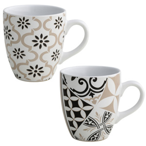 Sada 2 hrnků Alhambra BRANDANI (barva - Keramika, bílá/černá/hnědá)