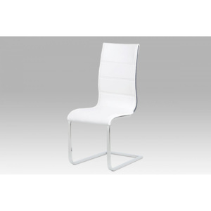Jídelní židle bílá koženka / šedý lesk / chrom WE-5029 WT Autronic