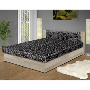 Manželská postel s úložným prostorem Erika 170 lamino: dub stříbrný 404, Čalounění: Mega 020 Černá