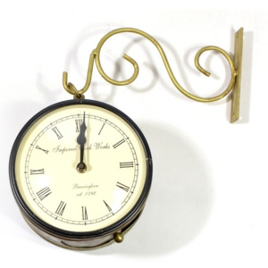 SB Orient Oboustranné závěsné hodiny, zlatá, květinový motiv, zdobený mosazný plech, 18cm