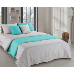 Kvalitní prošívaný přehoz na postel béžovo zelené barvy