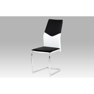 Jídelní židle koženka černobílá chrom AC-1610 BK