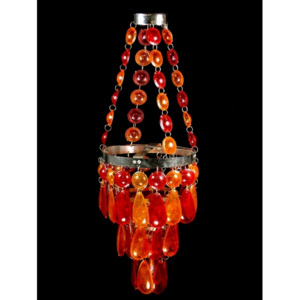 SB Orient Ozdobný plastový lustr - stídnilo, červeno oranžové korálky, 53cm